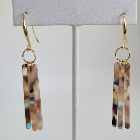 Handmade 24K Gold Plated Earrings with Acrylic by Zoey Rae Creations NEW Dangle - Picture 5 of 10